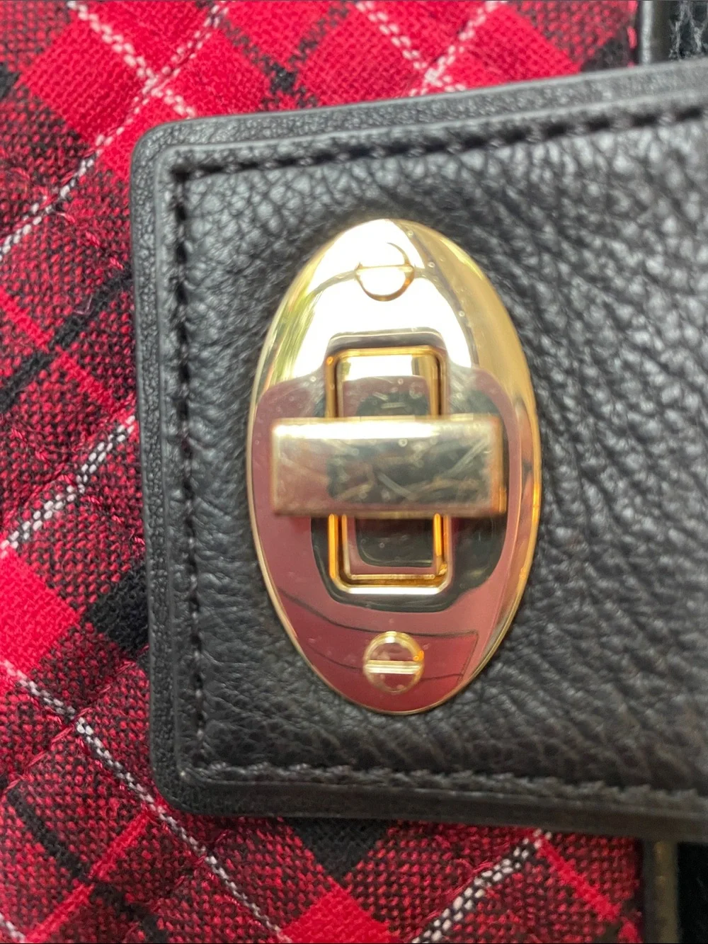 TALBOTS Greenwich Quilted Tartan & Leather Hobo Shoulder Bag